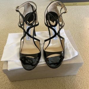 Black patent leather sandals jimmy choo size 38.5
